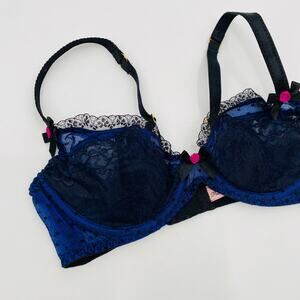 Agent provocateur 34C navy lace underwire bra